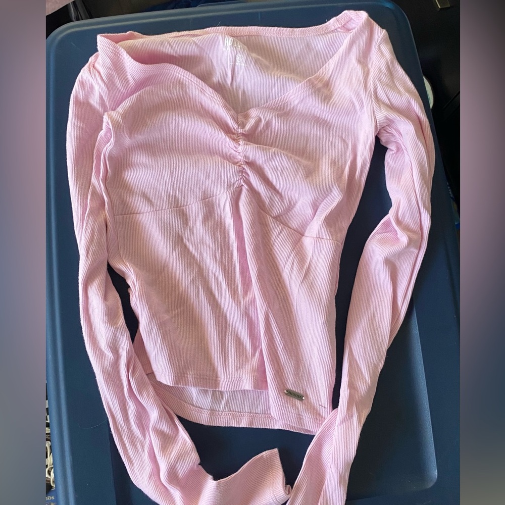 Hollister light pink crop long sleeve
